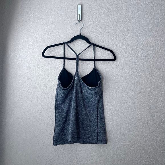 Lululemon Racerback Tank Top Women’s Heather Gray Charcoal 8 Logo Run Stretch - Picture 3 of 5
